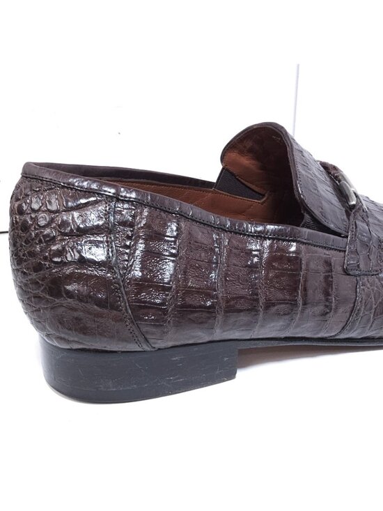 Los Altos Caiman Crocodile Belly Loafers – Brown, Size 13 main image 15